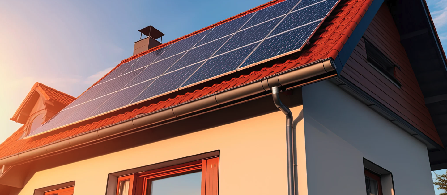 photo of a home with solar panels on the roof