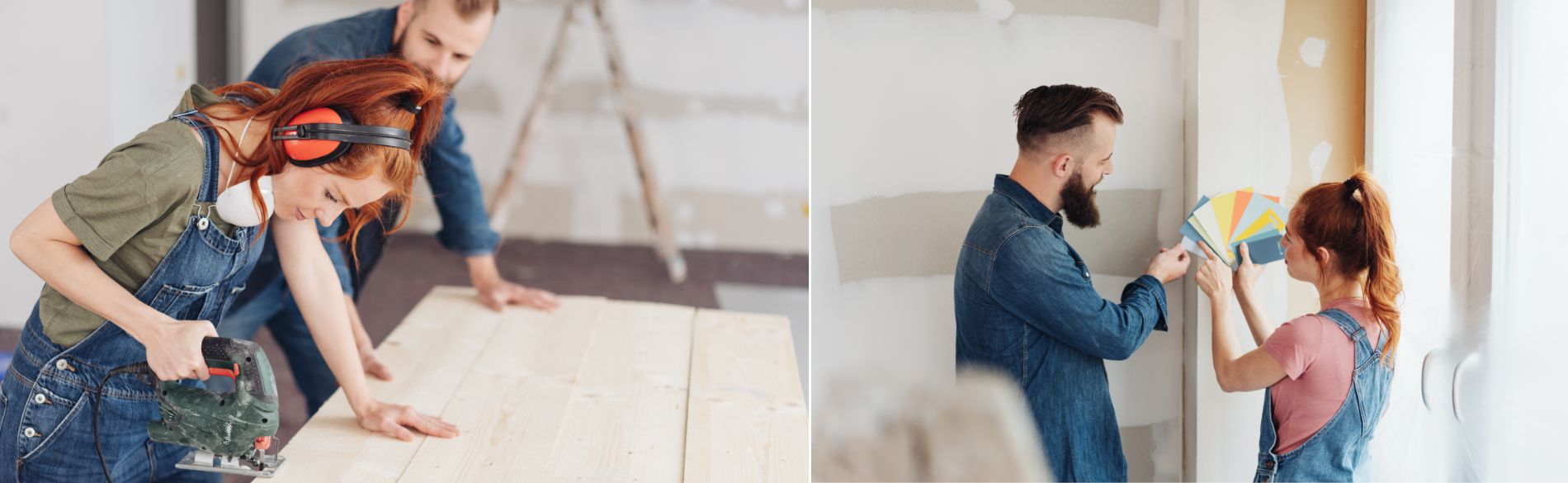 a worker standing on the frame of a newly constructed house