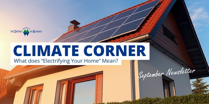 House with solar panels on the top with text overlay 