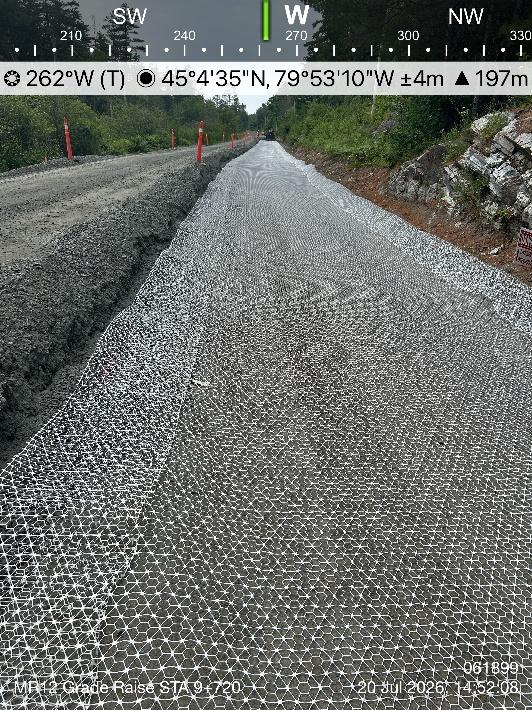 Grade raise on Muskoka Road 12